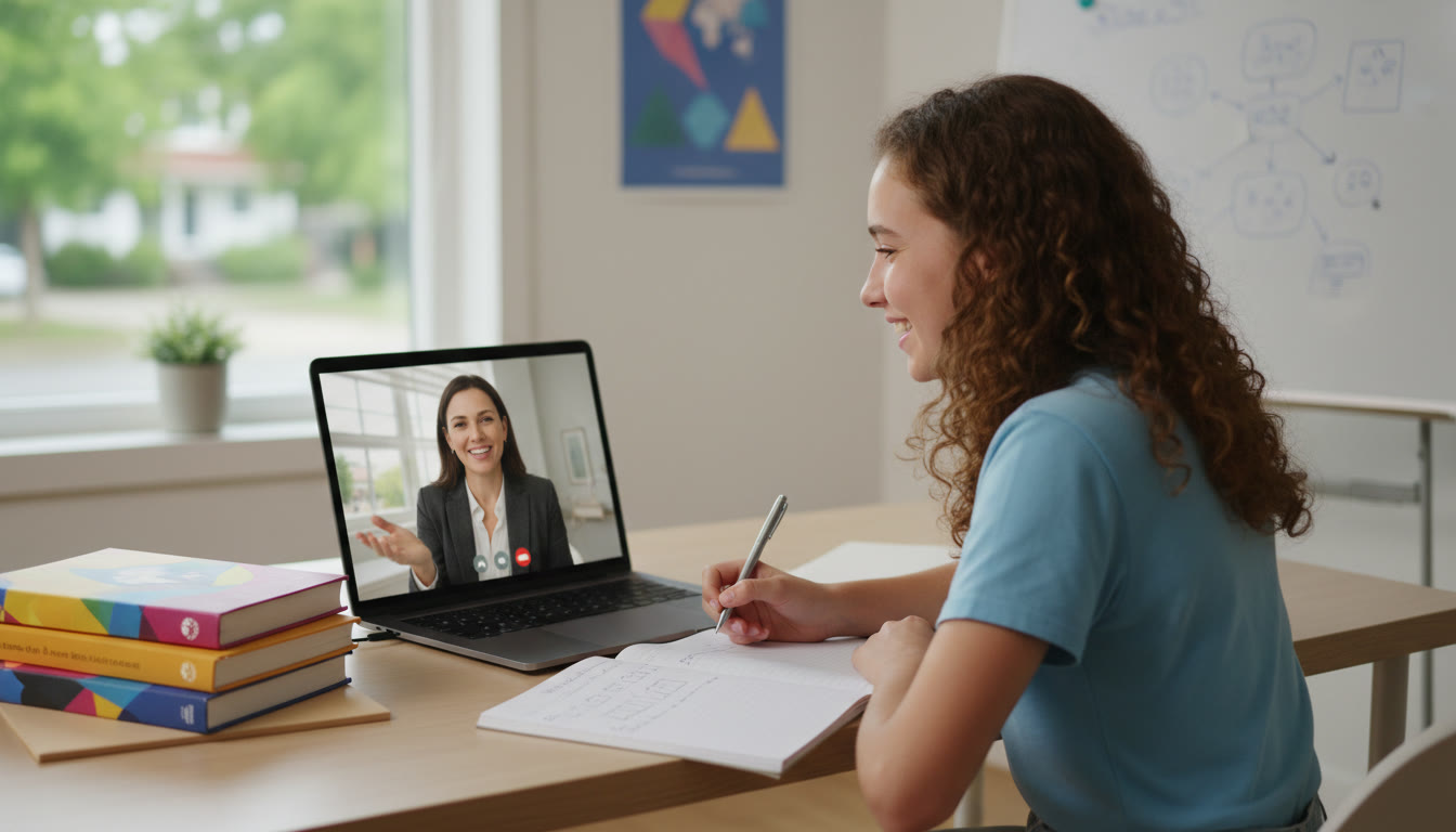 Photo Idea : A student conducting an informational interview over video call with a professional