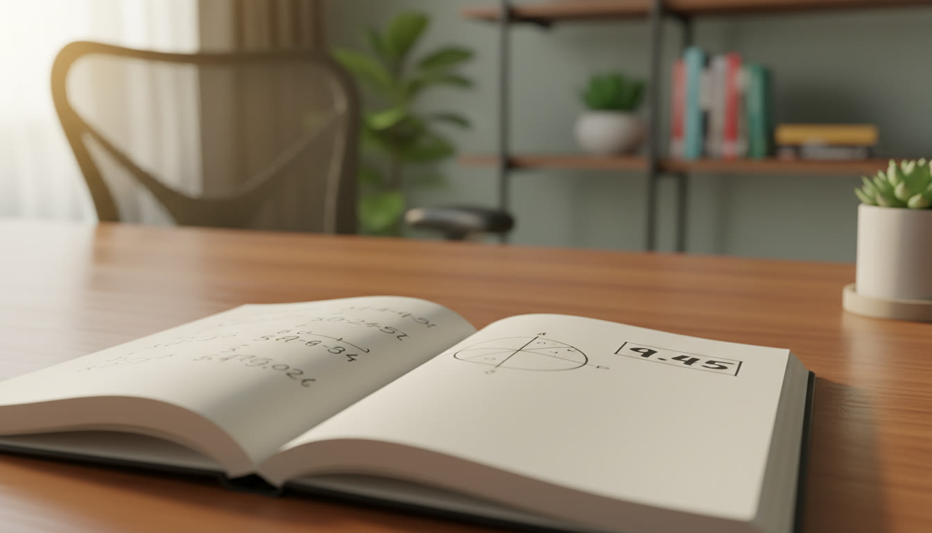 Photo Idea : Close-up of an open notebook with numbered points, a boxed final answer, and neatly labeled diagram