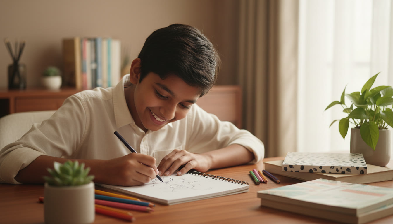 Photo Idea : Close-up of a student drawing and labeling a biology diagram on graph paper
