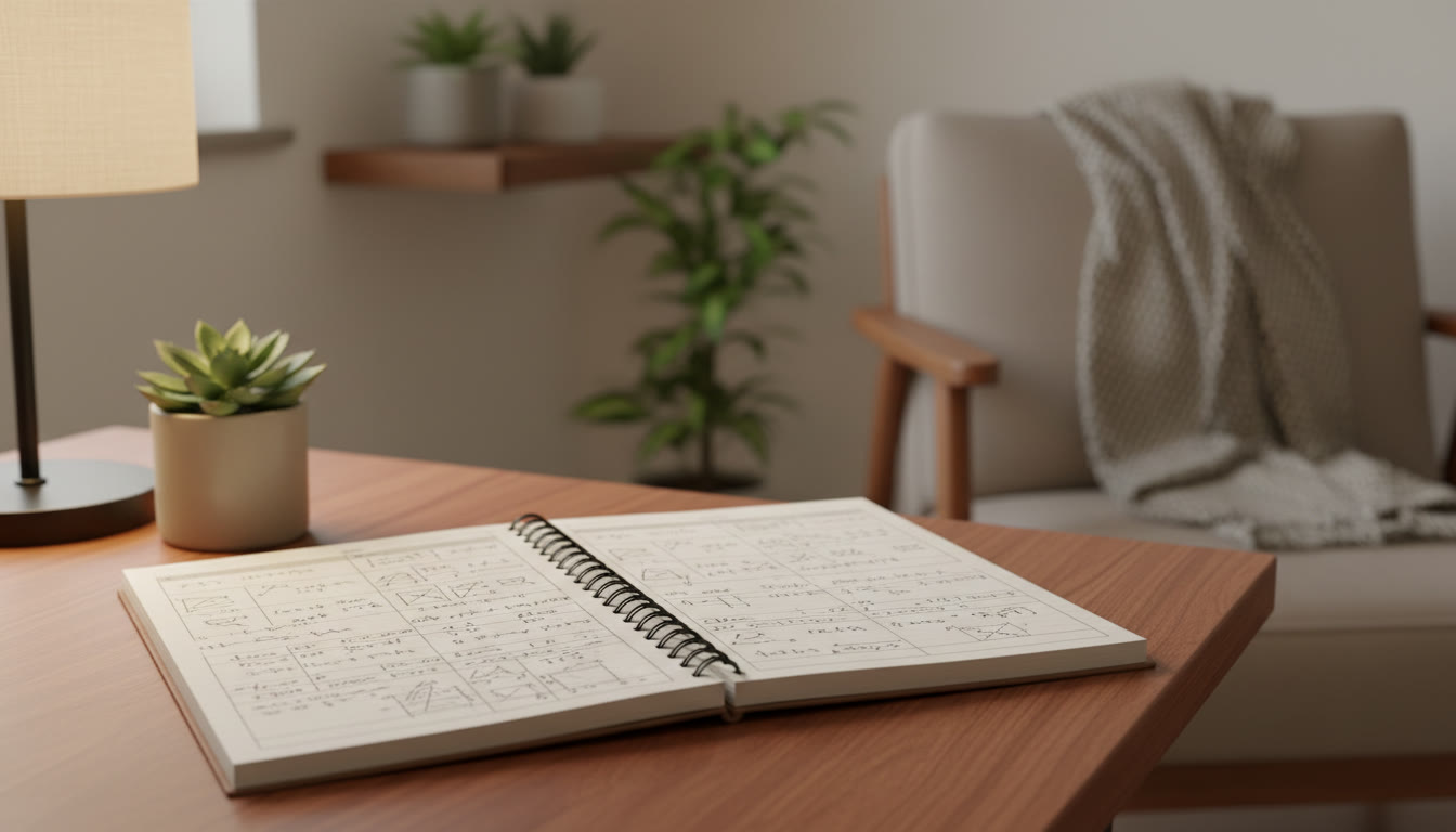 Photo Idea : Close-up of a student’s error log notebook filled with problem types and timestamps