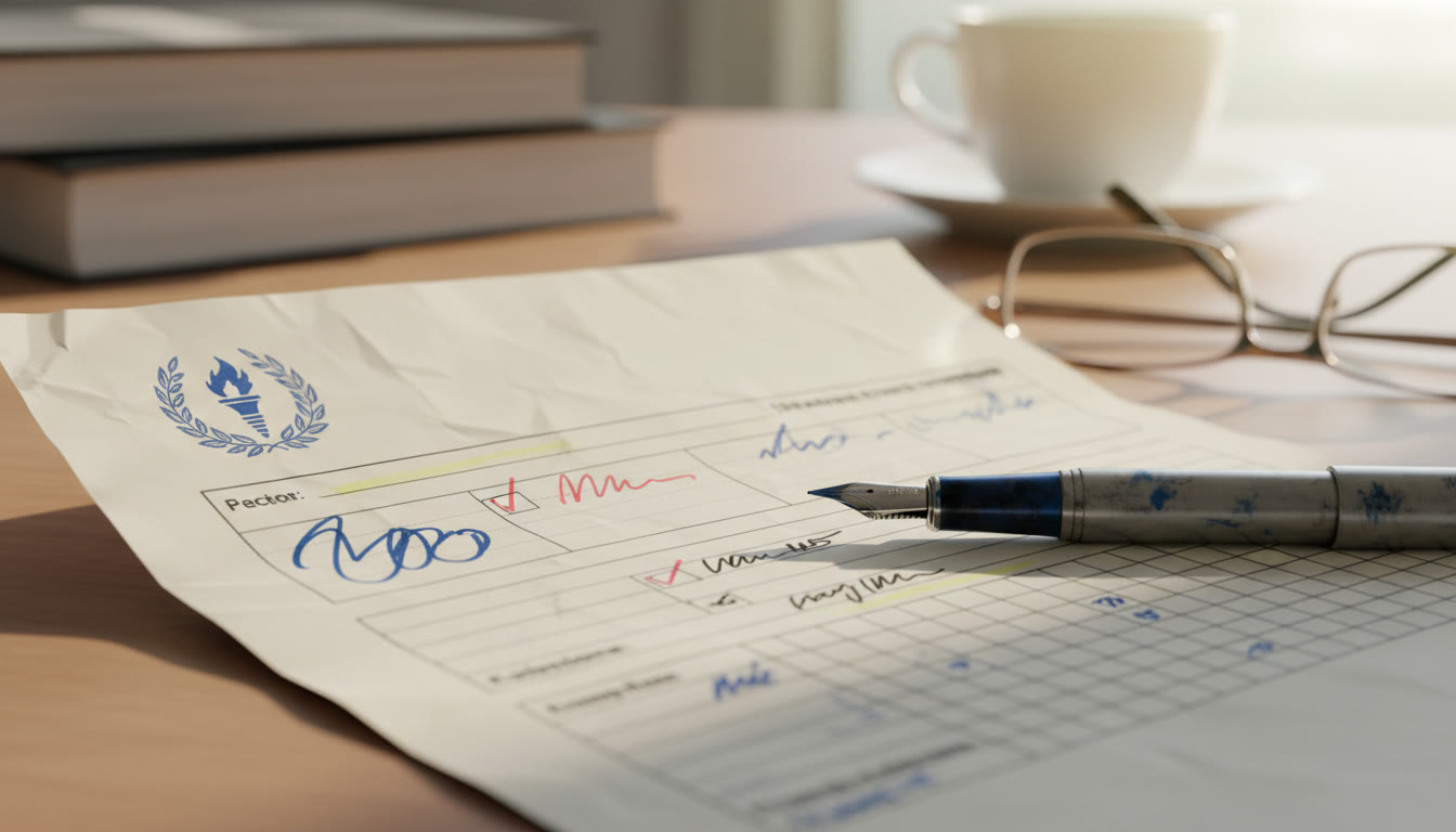 Photo Idea : Close-up of an Extended Essay and IA feedback sheet with annotations