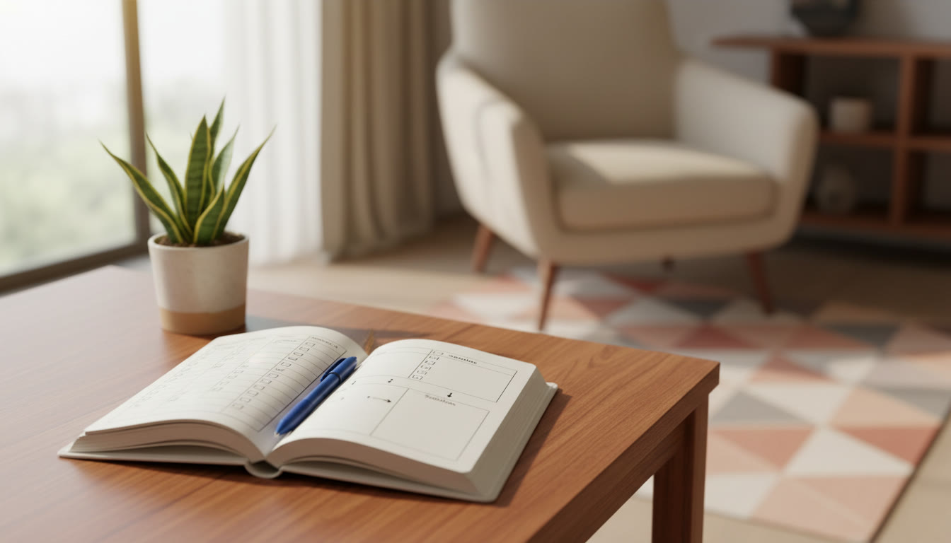 Photo Idea : A small notebook open to a neatly organized mistake log and a pen