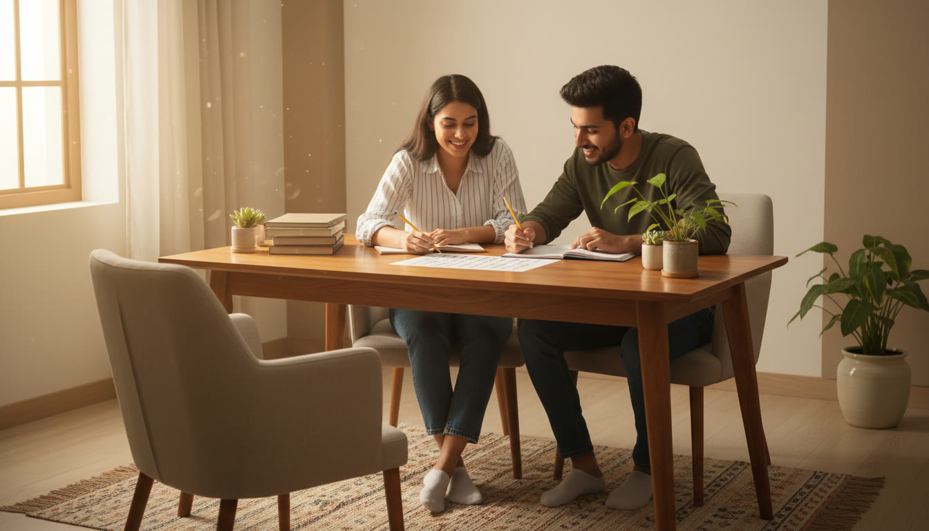 Photo Idea : Tutor and student working through a mock OMR sheet