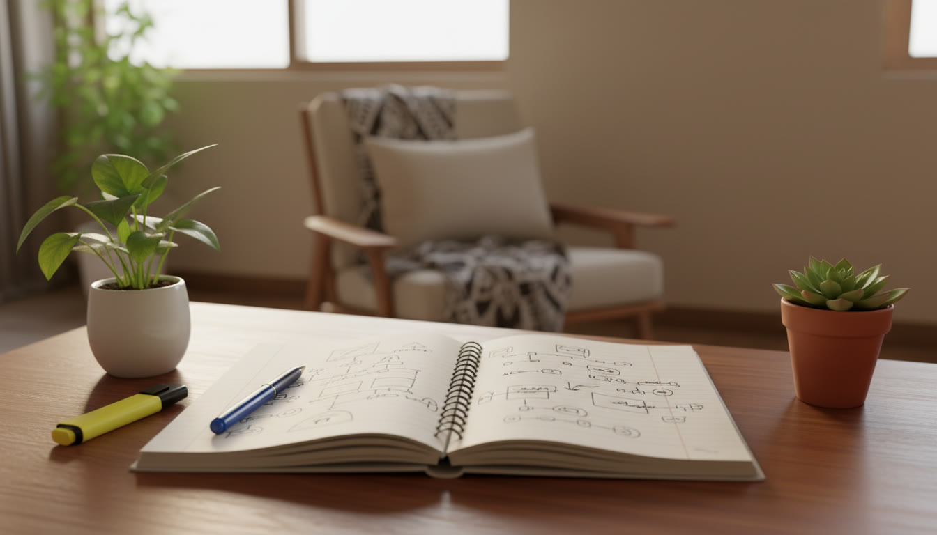 Photo Idea : A hand-written error log open beside a pen and a highlighter
