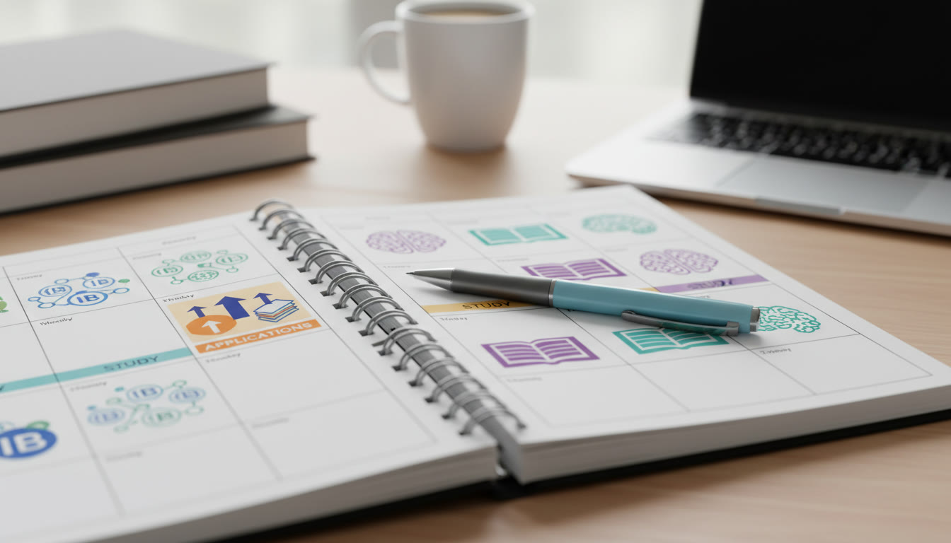 Photo Idea : Close-up of a planner with time blocks labeled 