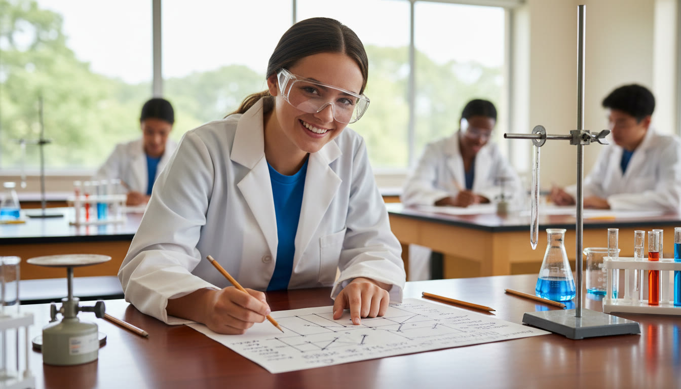 Photo Idea : A student annotating a graph with error bars and notes during a lab session
