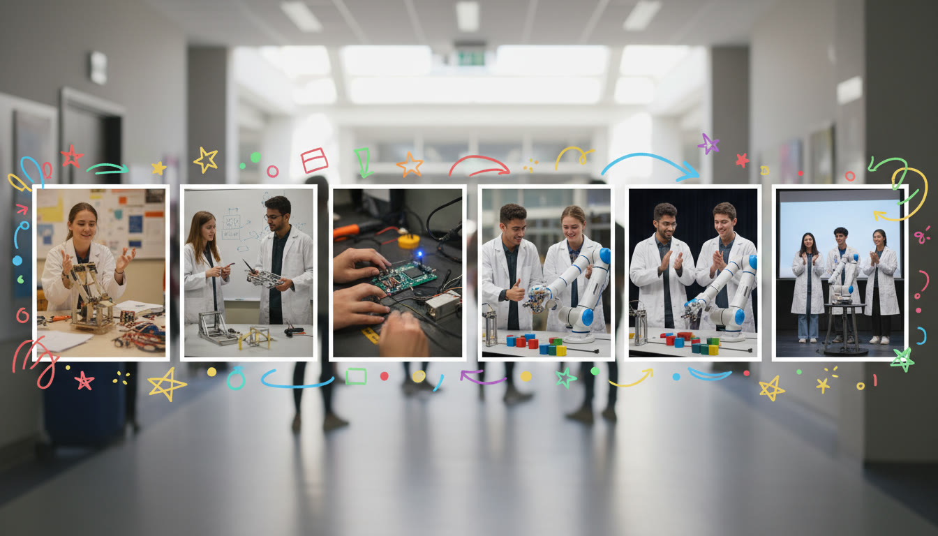 Photo Idea : A timeline collage of annotated photos showing project stages from first attempt to final version