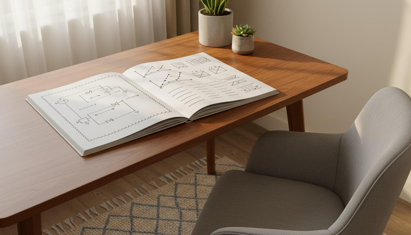 Photo Idea : Neat lab notebook open with labeled diagram, clear measurements, and tidy calculations