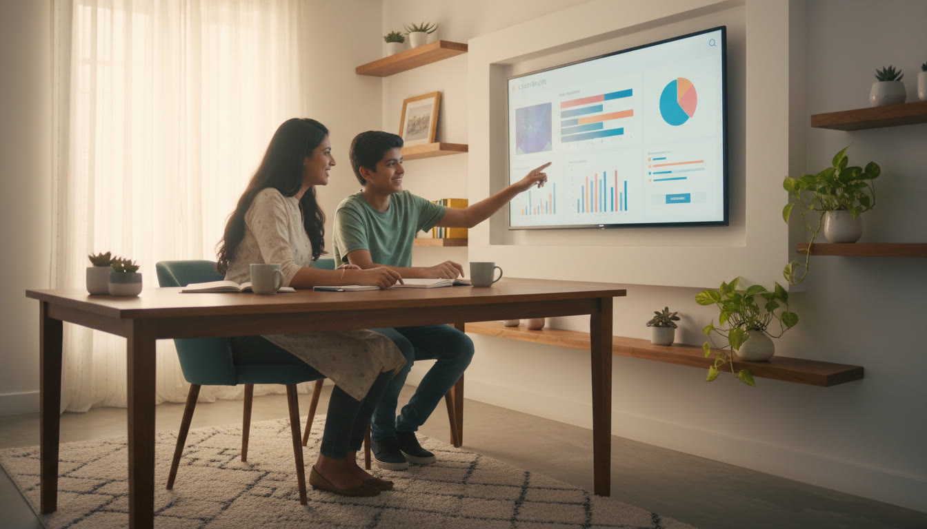 Photo Idea : a tutor and student reviewing a test analytics dashboard together