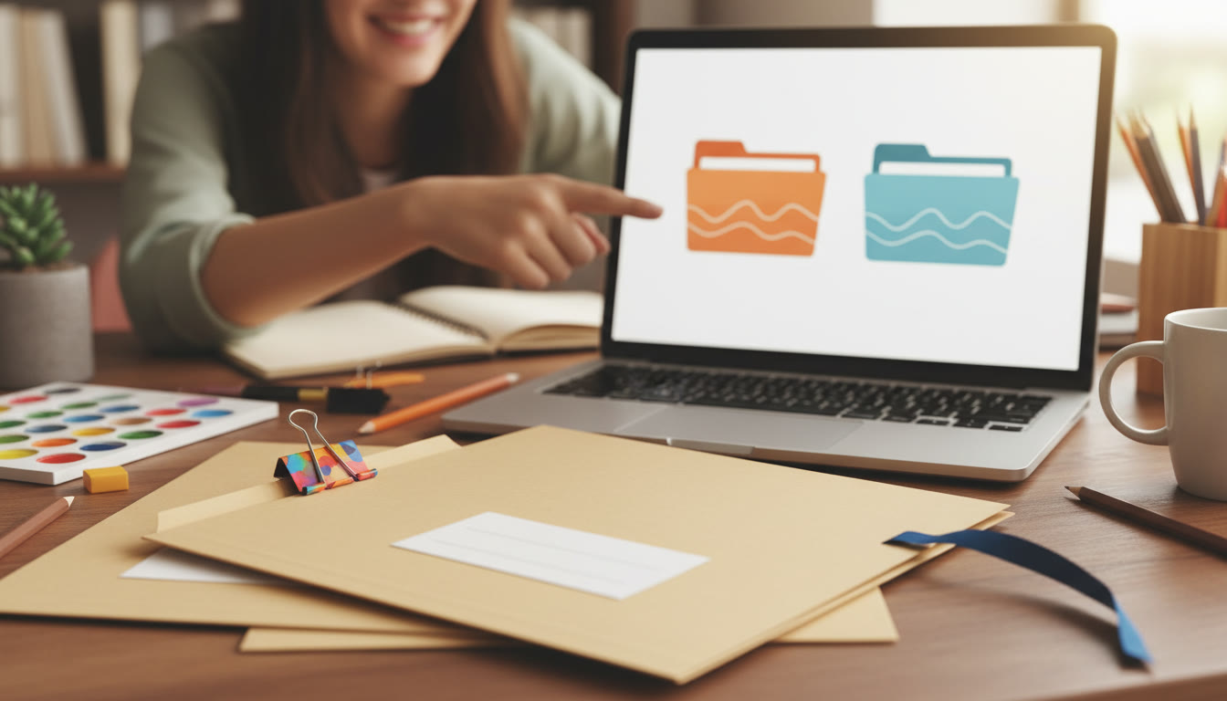 Photo Idea : Close-up of labeled files and digital folders titled "CAS_Evidence" and "Supervisor_Statement" on a laptop screen