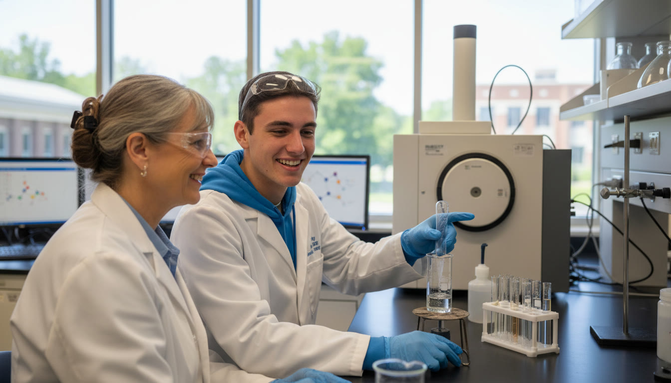 Photo Idea : IB student working with a mentor in a laboratory setting