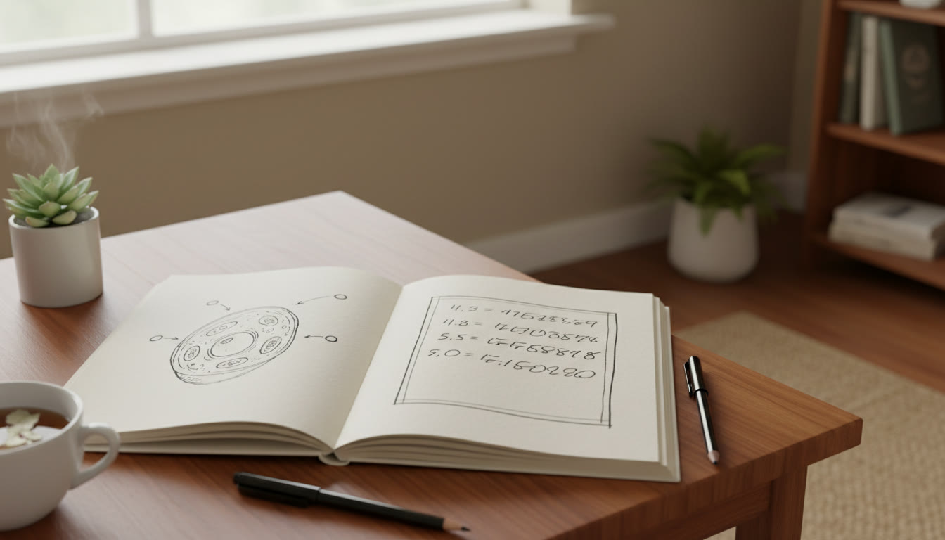 Photo Idea : A neat open notebook showing a labeled biology diagram and a handwritten boxed final answer