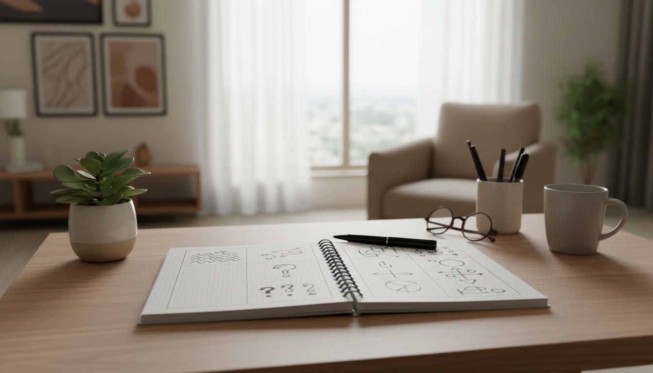 Photo Idea : Open notebook showing an error log with columns Topic, Mistake Type, Fix, and a pen