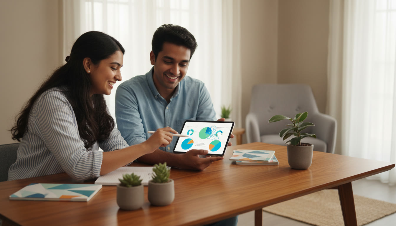 Photo Idea : Tutor and student reviewing a mock test analysis on a tablet with annotated error categories