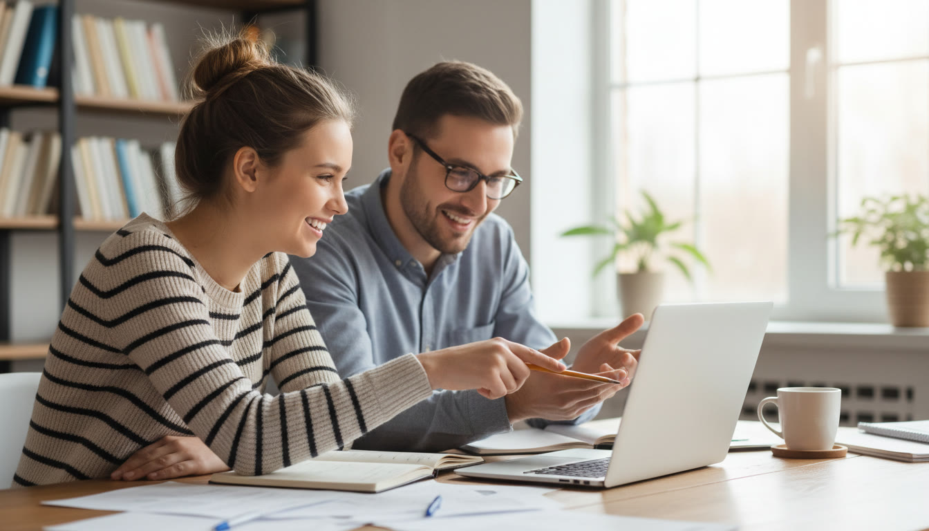 Photo Idea : Student and teacher reviewing a draft recommendation letter together around a laptop
