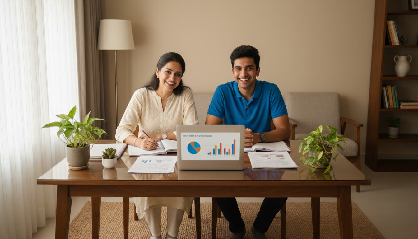 Photo Idea : A tutor working one-on-one with a student over a mock test, with notes and a laptop showing analysis