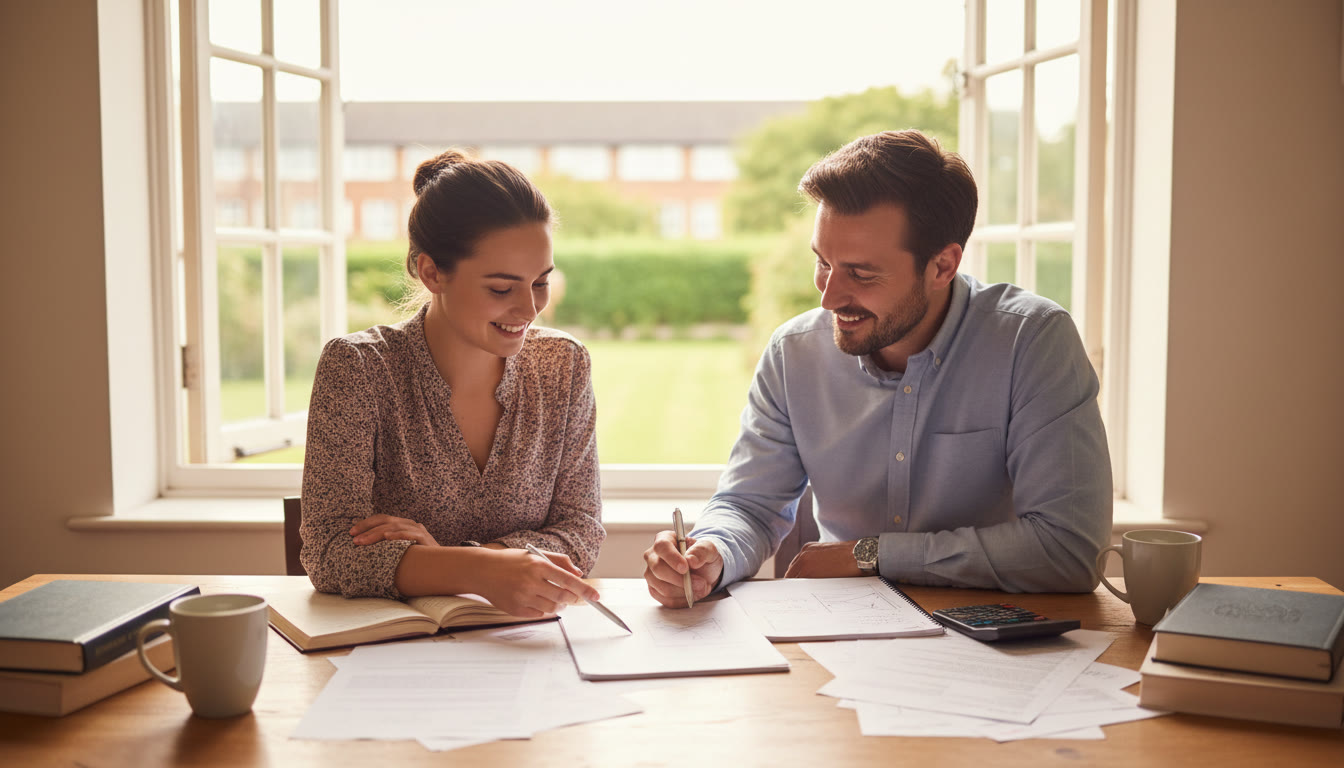 Photo Idea : A student and tutor at a desk working through past-paper questions together