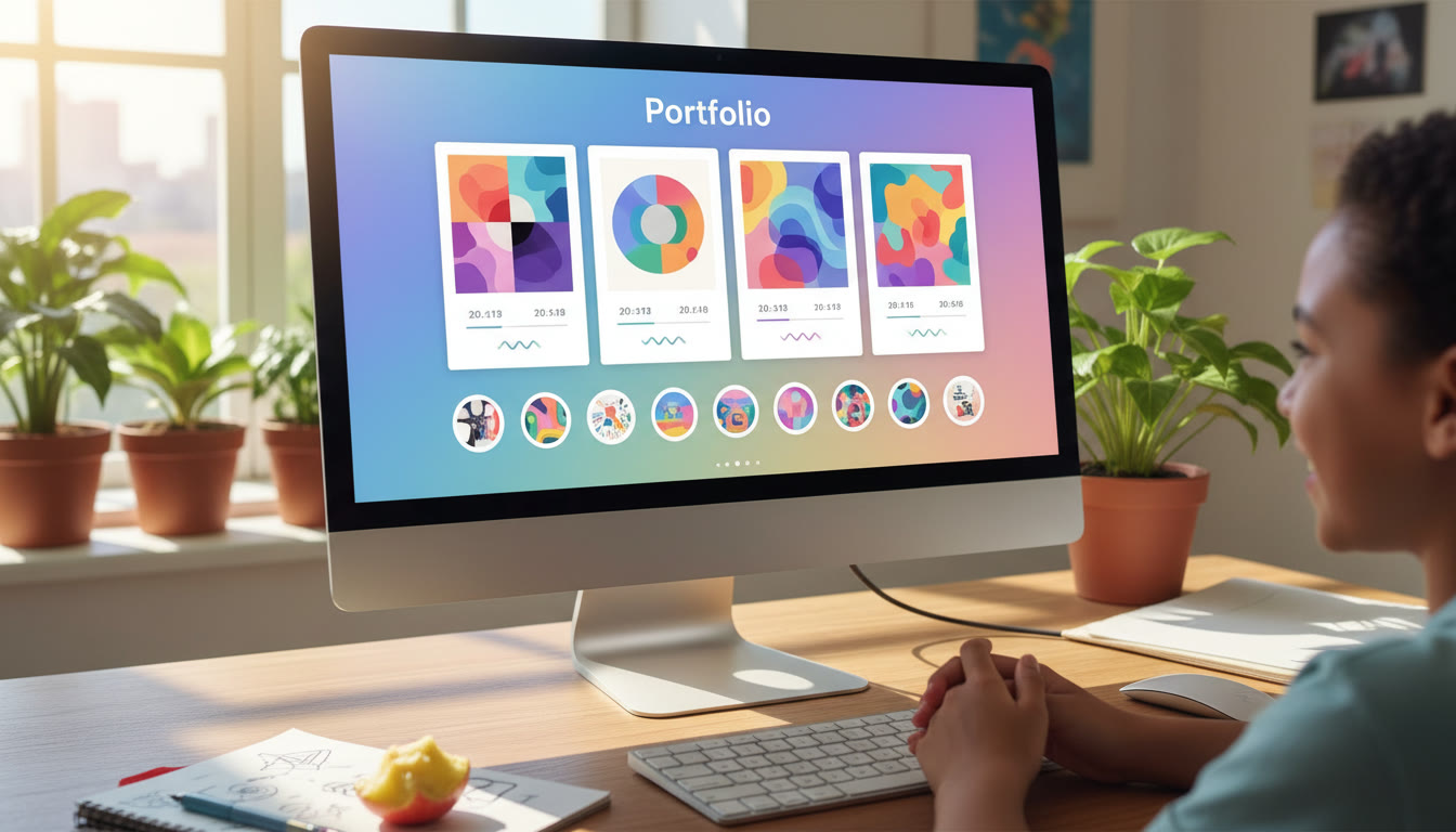 Photo Idea : A neat digital portfolio dashboard with thumbnails and dates visible