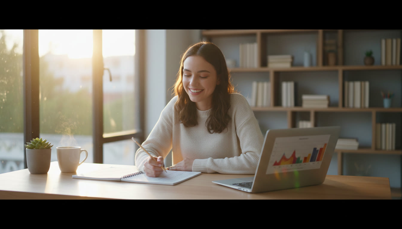 Photo Idea : A student at a tidy desk, notebook open with a checklist titled