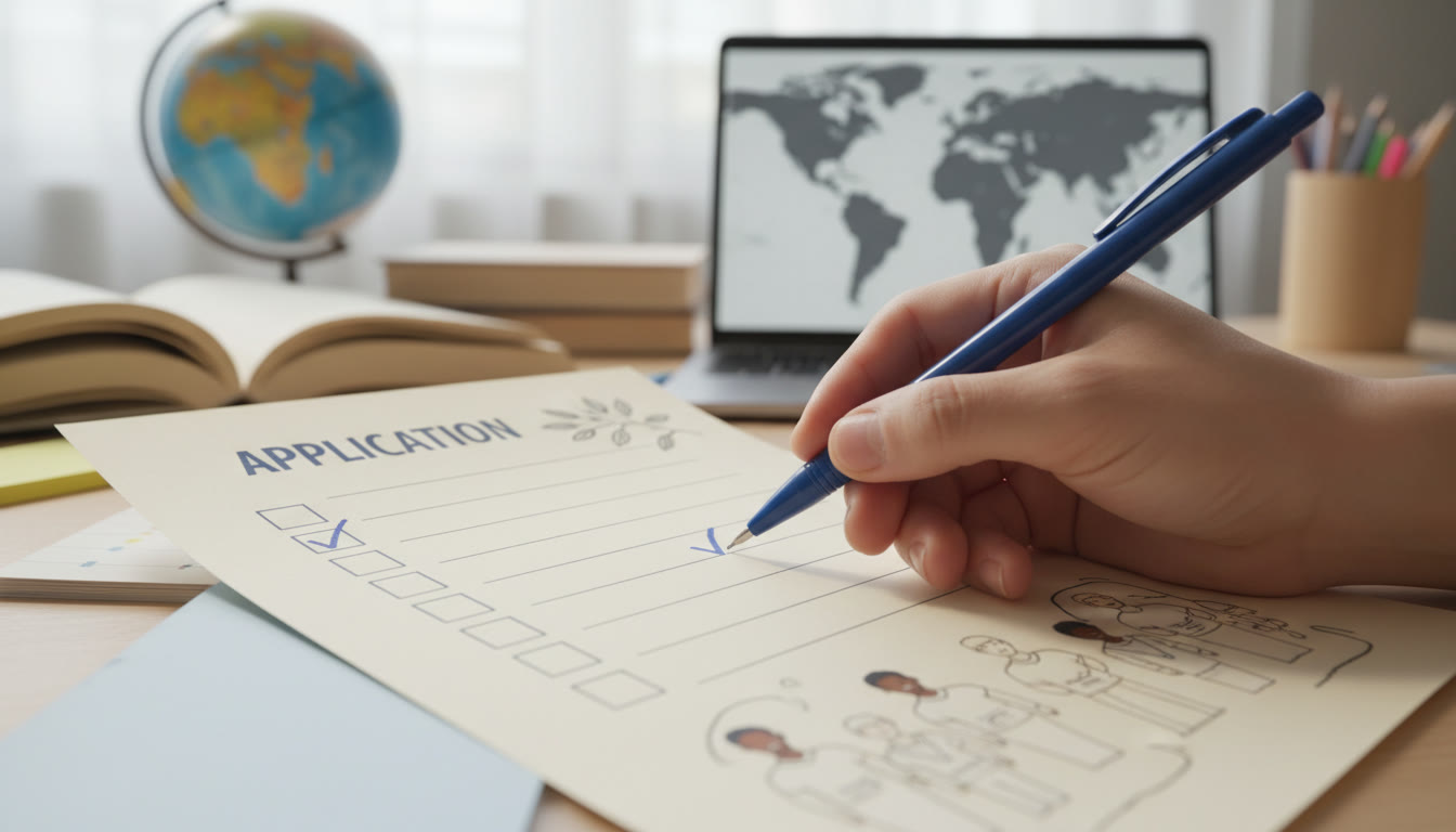 Photo Idea : Close-up of a hand ticking items on a printed application checklist