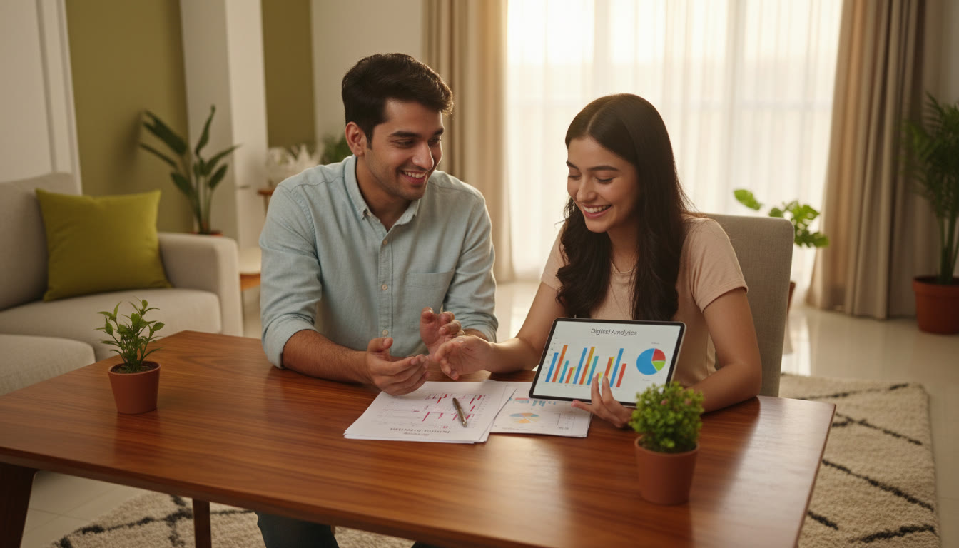Photo Idea : Tutor and student reviewing a marked mock test with digital analytics on a tablet