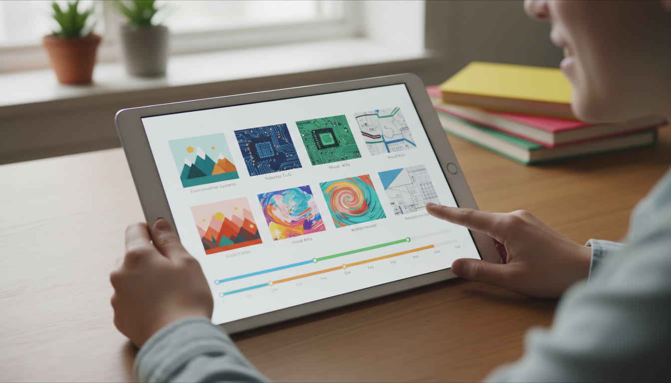 Photo Idea : Neatly organized digital portfolio on a tablet displaying project thumbnails and timelines