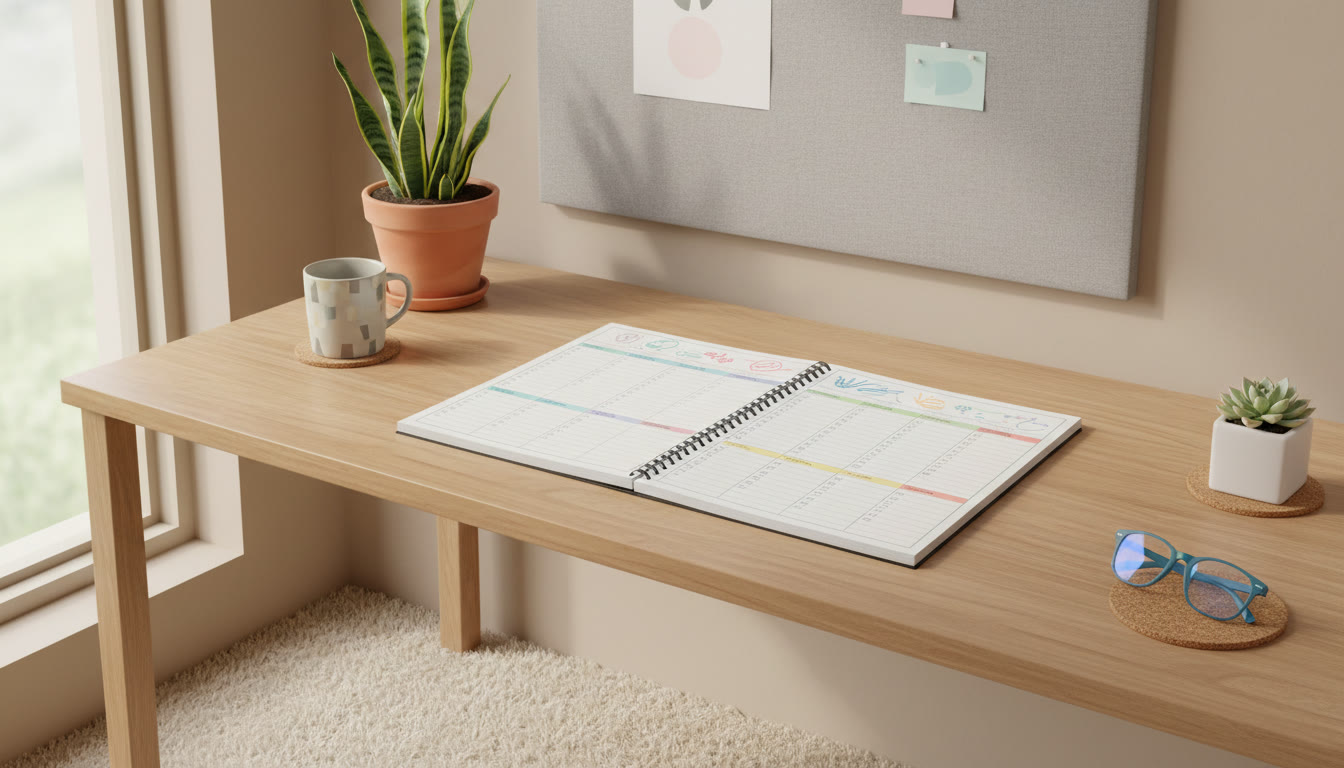 Photo Idea : a color-coded notebook open to a page titled "Error Log" with small columns and checkboxes