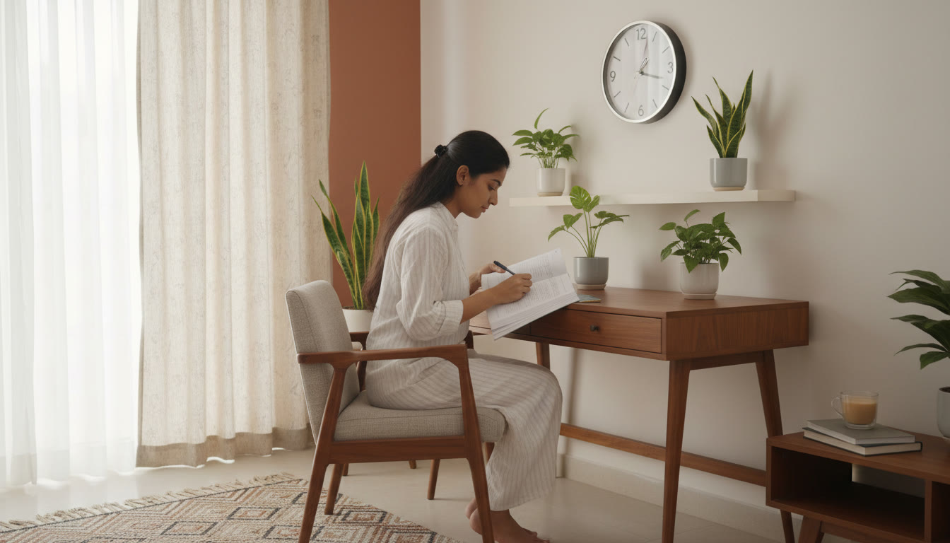 Photo Idea : Student taking a full-length paper under timed conditions, with clock visible