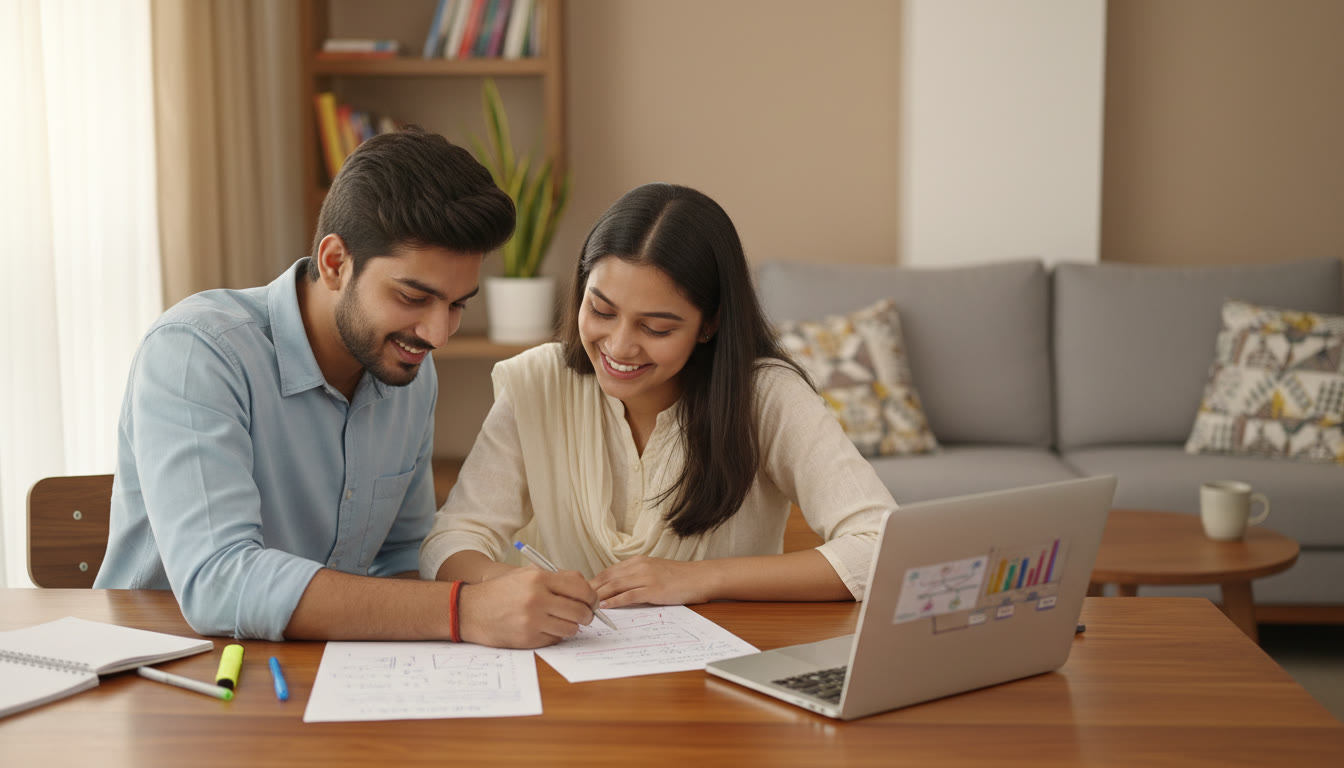 Photo Idea : A small group session where a tutor reviews a student