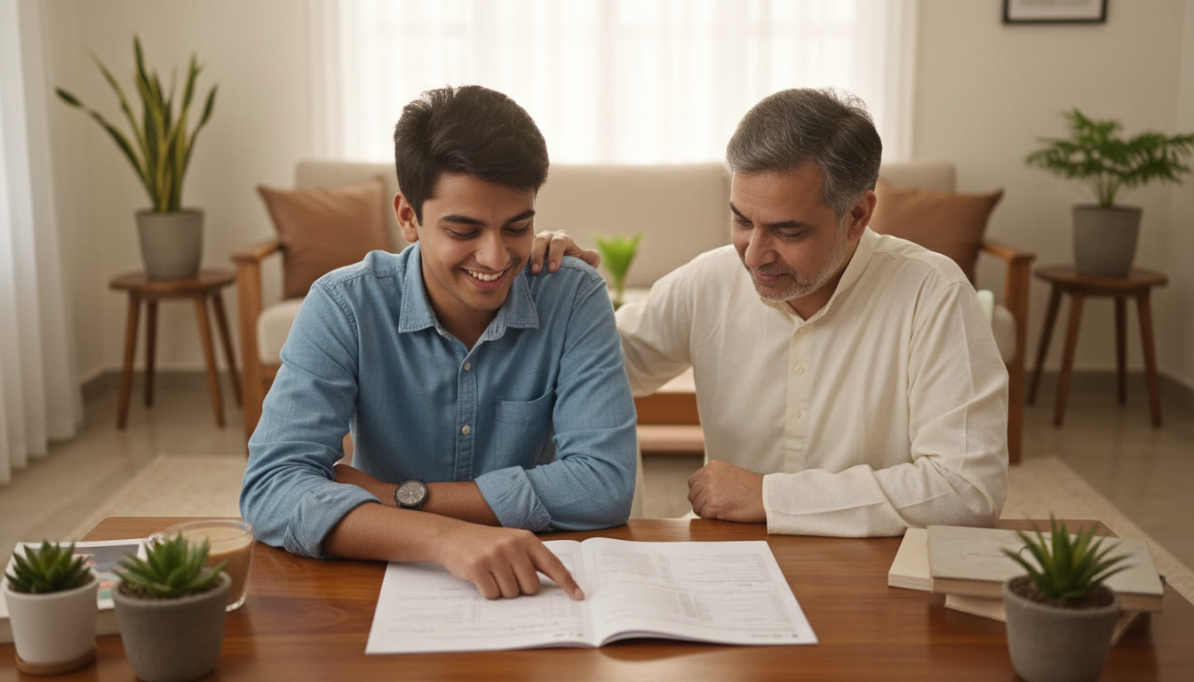 Photo Idea : A student reviewing a mock test with a tutor, pointing at a mistake on a paper