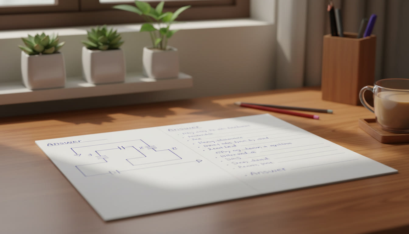 Photo Idea : A neat answer sheet with underlined headings and a labeled physics diagram