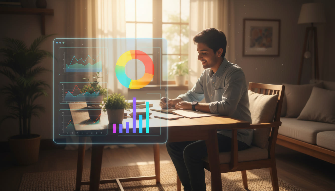 Photo Idea : Dashboard screenshot styled visual showing performance graphs, topic heatmaps, and a student taking notes