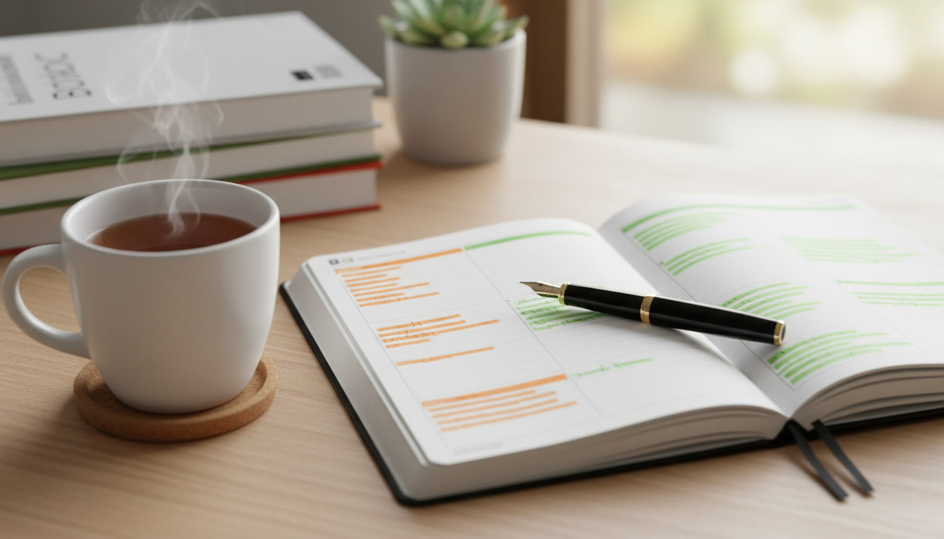 Photo Idea : A clean weekly planner spread with color-coded 