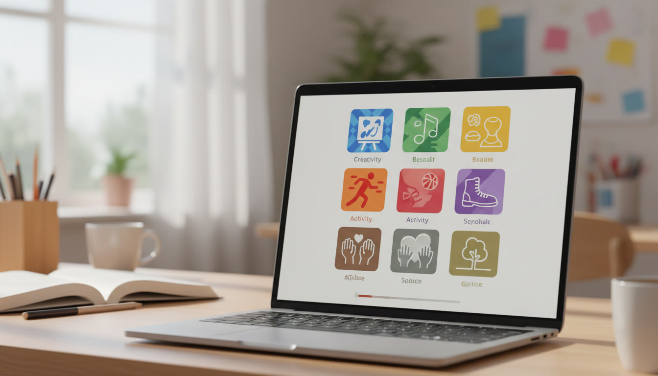 Photo Idea : A laptop screen showing a neatly organized digital CAS folder with thumbnails and labeled files