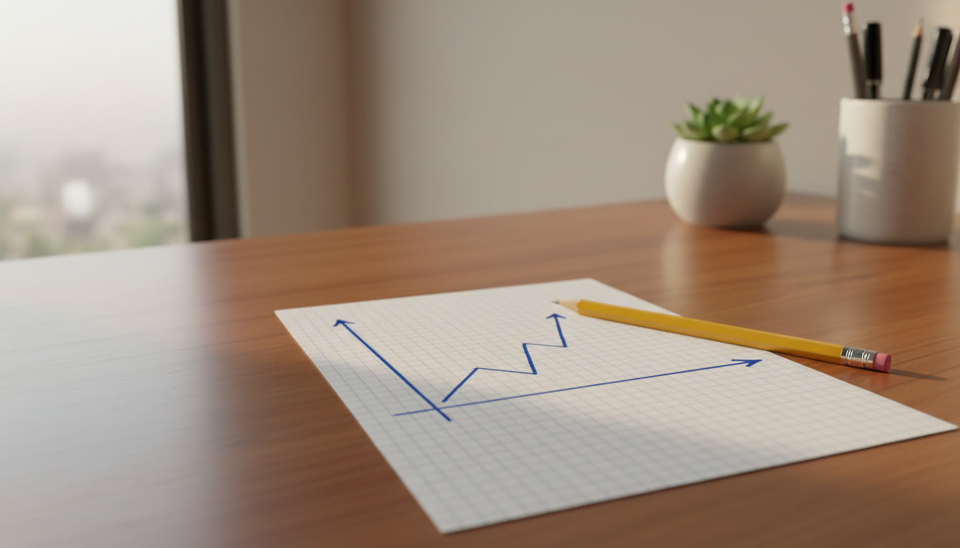 Photo Idea : A neatly drawn graph on squared paper with labelled axes and a pencil placed diagonally