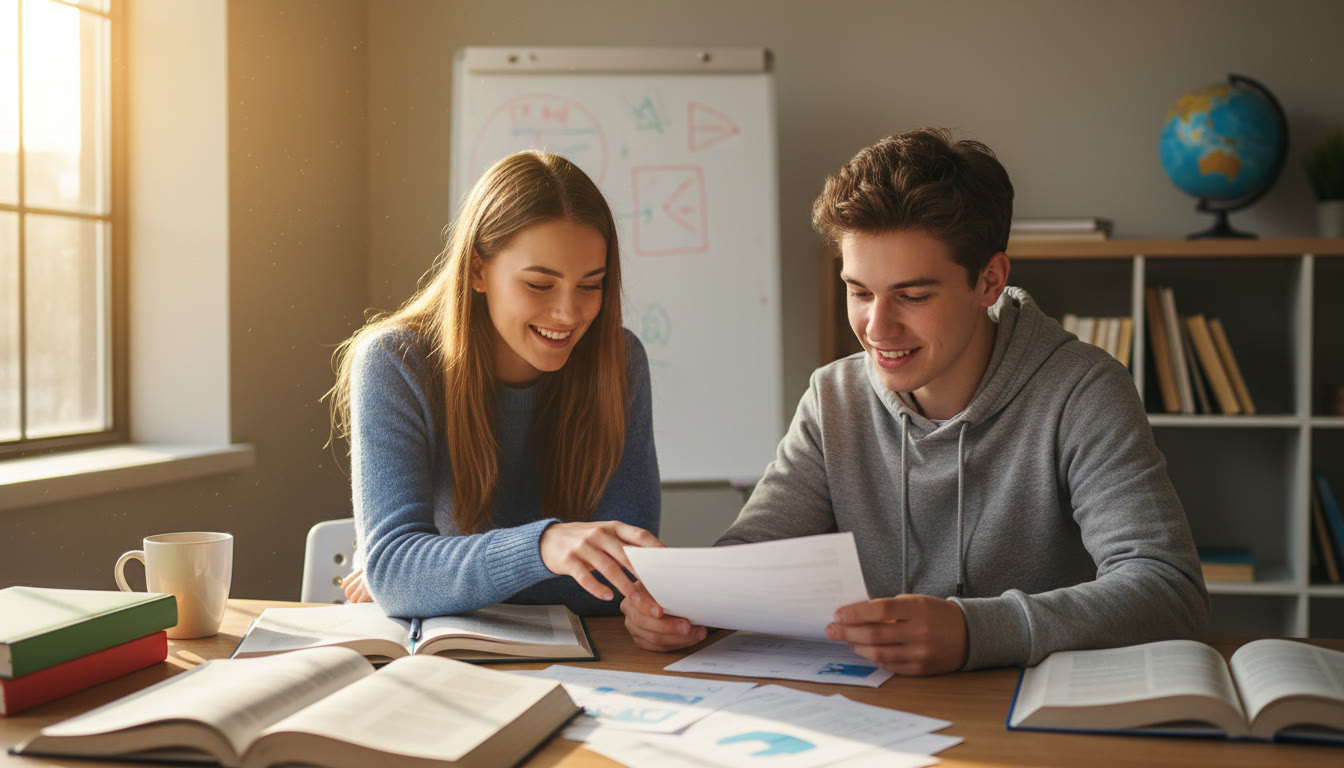 Photo Idea : A small group tutoring session where a student receives one-on-one feedback on an essay draft.