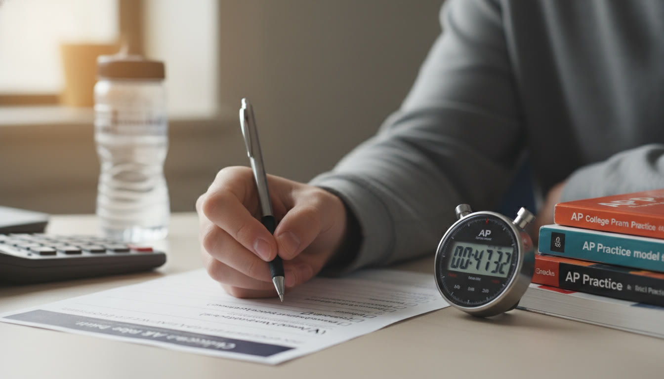 Photo Idea : Close-up of a hand checking off the exam-day checklist while a stopwatch shows elapsed time — conveys calm, precision, and time awareness.