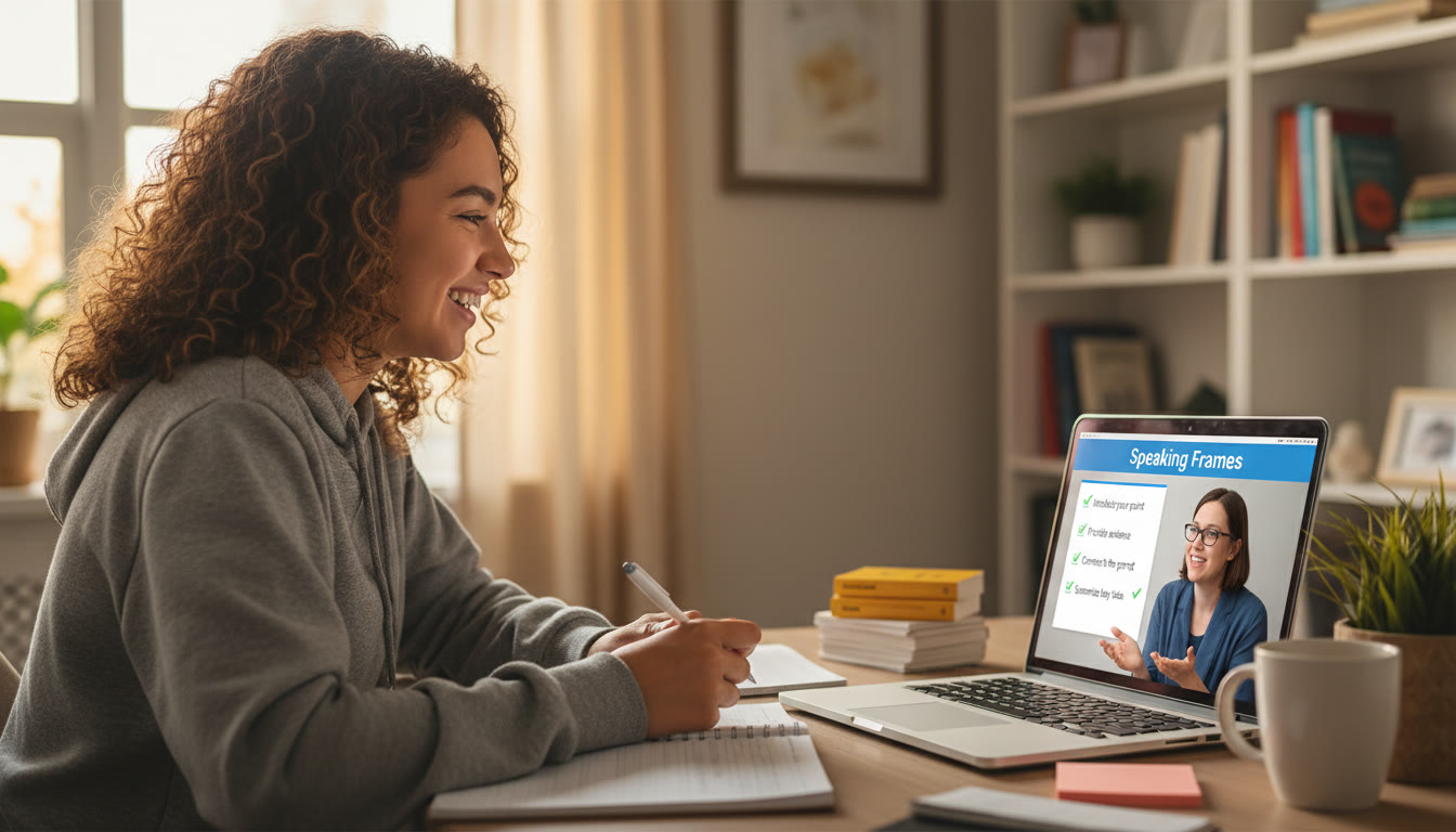 Photo Idea : A focused student working with a tutor via laptop. The screen shows a checklist titled 