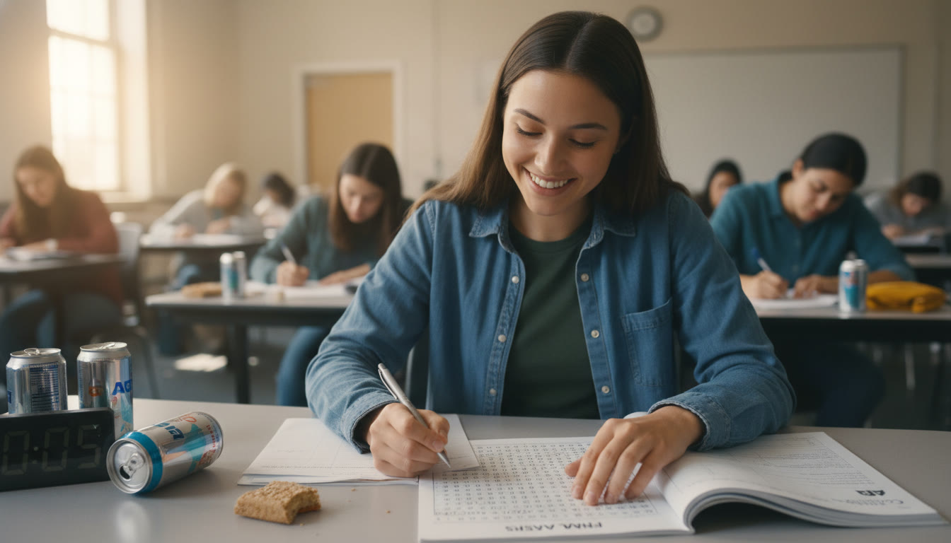 Photo Idea : A student calmly reviewing boxed final answers at the end of an exam, with neat numbered steps visible—showcasing confidence and clarity under time pressure.