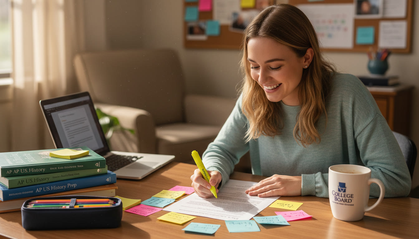 Photo Idea : Student at a desk with a printed passage, highlighter in hand, sticky notes around the page—an intimate, focused scene that captures the close-reading process.