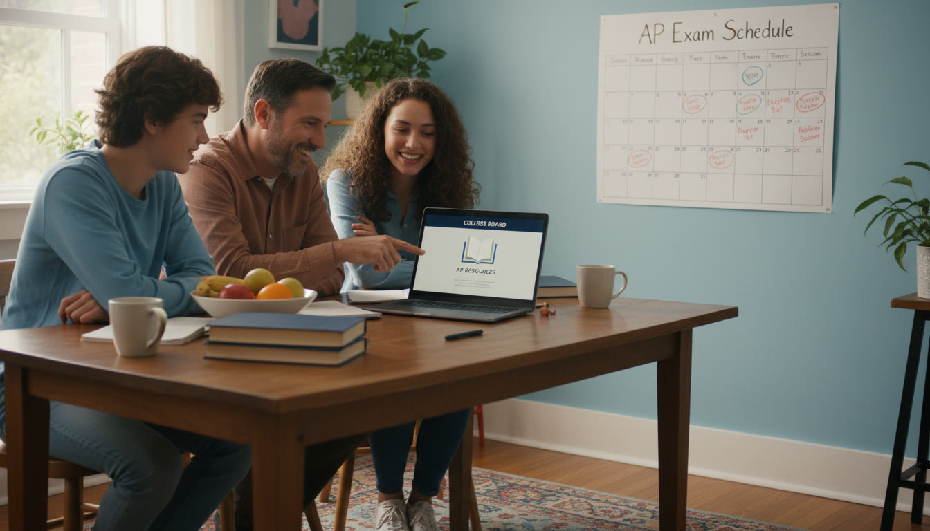 Photo Idea : A top-30% photo showing a family around a kitchen table looking at a laptop and a wall calendar together — warm lighting, relaxed mood, planning together. This image belongs near the start to illustrate collaborative planning.