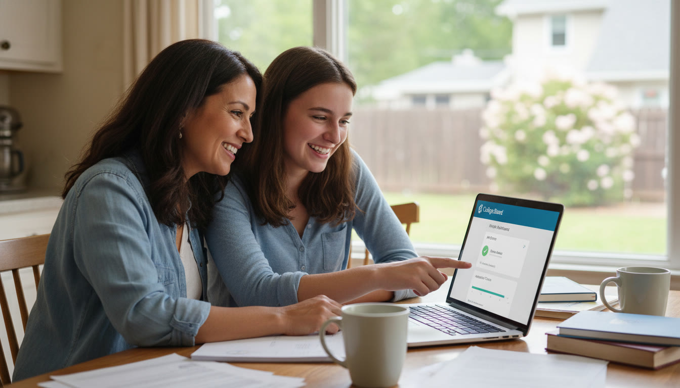 Photo Idea : A calm parent and teen sitting at a kitchen table with a laptop, smiling while checking an account page—conveys partnership, problem-solving, and reassurance.