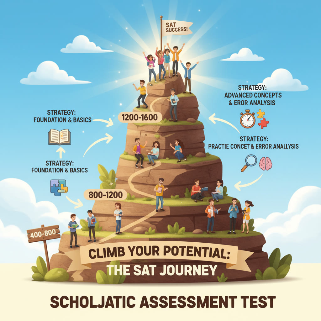 Illustration idea: A mountain with labeled plateaus representing score ranges and arrows showing strategies for each plateau—visual metaphor for progress.