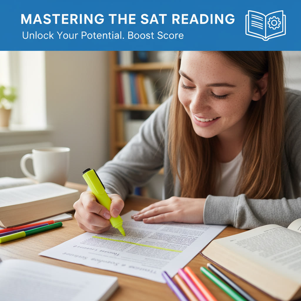 Close-up of a student annotating a printed passage, highlighting a sentence and writing a short margin note.