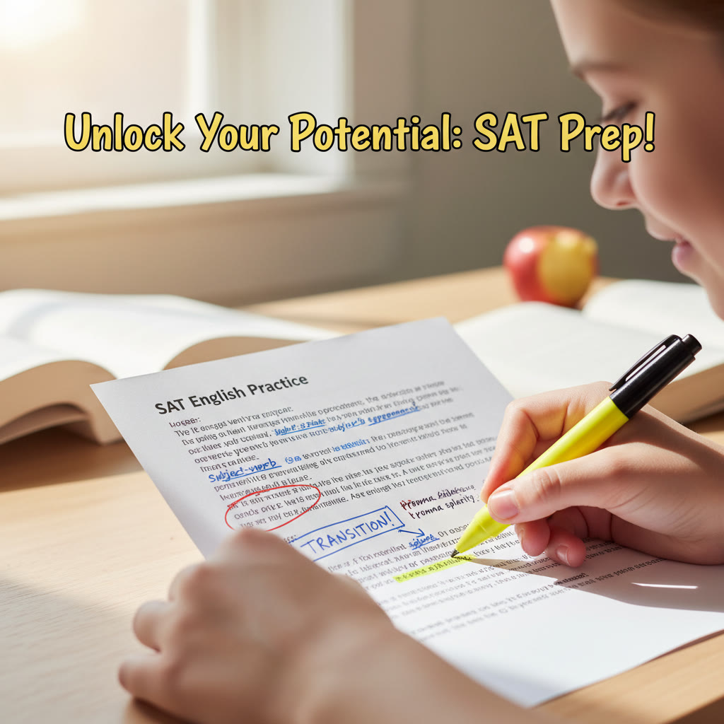 Student with a highlighter editing a printed passage, showing notes and arrows—visual: close-up of hands marking grammar corrections