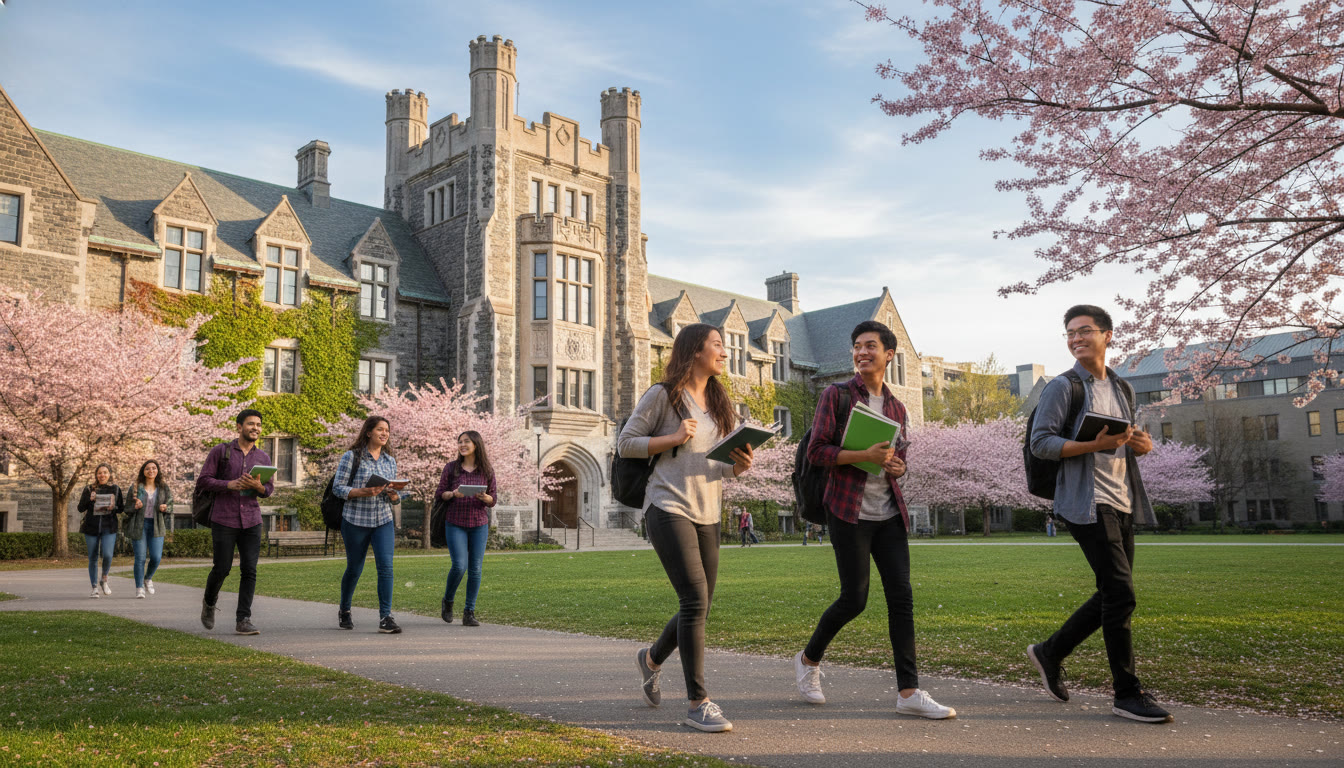 Photo Idea : A campus shot of students walking past a recognizable McGill building (or a generic university quad) with backpacks and notebooks, showing momentum and opportunity — ideal placed near planning and real-world example sections.