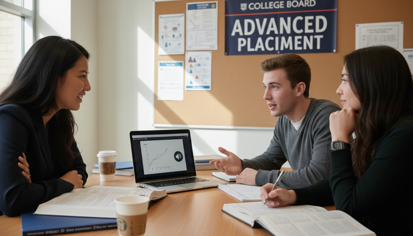Photo Idea : A small study-group scene where a tutor listens to a student’s spoken summary from a clip; the atmosphere is collaborative and supportive, suggesting one-on-one tutoring and feedback.