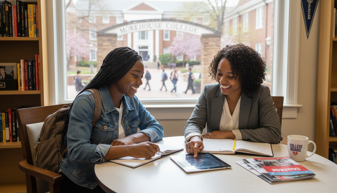 Photo Idea : A campus scene at an HBCU with a student meeting an academic advisor — suggests planning and partnership. Place this image near the section about first-semester planning to show the student-advisor relationship in action.