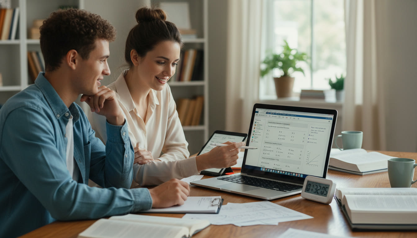 Photo Idea : A calm, focused tutoring session — student and a tutor (online or in-person) reviewing a practice test on a laptop, with annotated notes and a timer. Place this image near the section discussing tutoring and Sparkl to visually reinforce the benefit of targeted guidance.