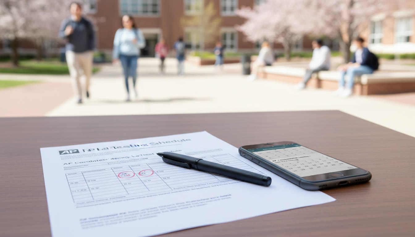 Photo Idea : A small table with a printed late-testing schedule, a phone showing a calendar invite, and a pen. This visual sits in the middle of the article to emphasize planning and coordination with an AP coordinator.